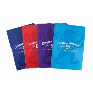 Image of Oxford Campus A4 Casebound Notebook Soft Cover Ruled Margin 90gsm 192 Pages Assorted Pack 5
