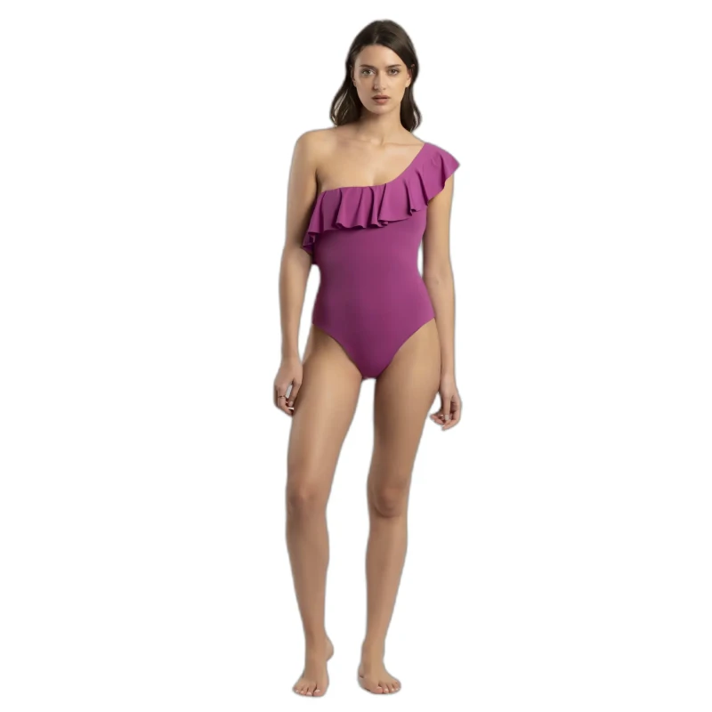 Image of Womens one Piece swimsuit with side ruffles Admas Violet Female 38
