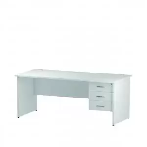 image of Impulse 1800 Rectangle Panel End Leg Desk White 1 x 3 Drawer Fixed Ped