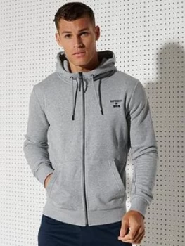 image of Superdry Training Sport Zip Hoodie - Grey Marl, Size XL, Men