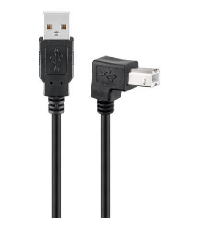 Image of Microconnect USBAB2ANGLED USB cable USB 2.0 2m USB A USB B Black