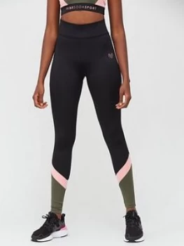 Pink Soda Ave Panel Leggings - Black