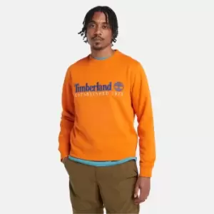 Image of Timberland Est. 1973 Logo Crew Sweatshirt For Men In Orange Yellow, Size XL