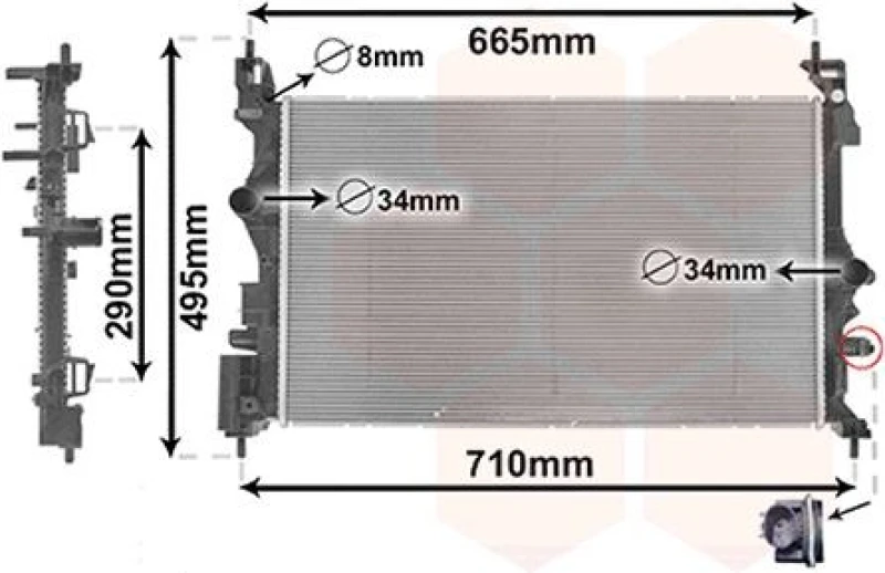 Image of VAN WEZEL Engine radiator VAN WEZEL 37012716