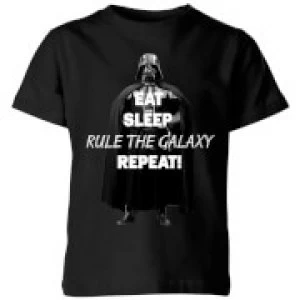 Image of Star Wars Eat Sleep Rule The Galaxy Repeat Kids T-Shirt - Black - 11-12 Years