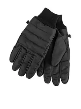 Image of Totes Isotoner Water Repellent Padded Glove With Ribbed Cuff, Black, Size L/Xl, Men