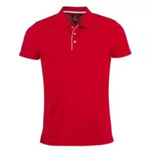 Image of SOLS Mens Performer Short Sleeve Pique Polo Shirt (S) (Red)