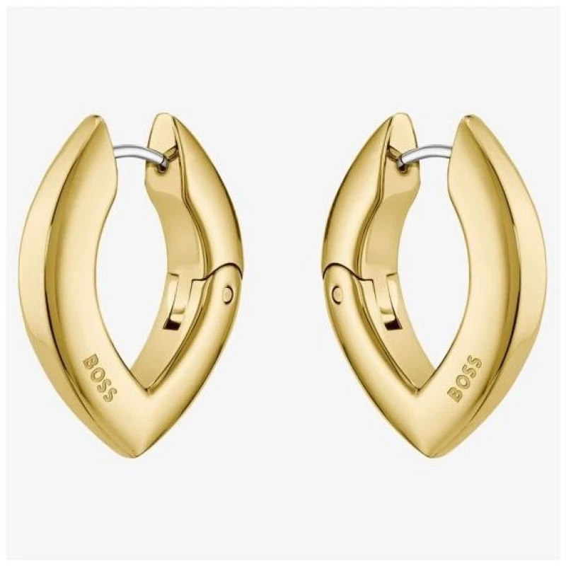 Image of BOSS 1580823 Fiora Gold Tone Oval Hoop Earrings Jewellery