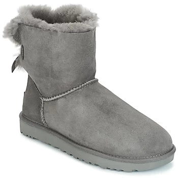 image of UGG MINI BAILEY BOW II womens Mid Boots in Grey,5,6,7,3.5,8.5,9.5