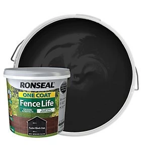 Image of Ronseal One Coat Fence Life Matt Shed & Fence Treatment - Tudor Black Oak 5L
