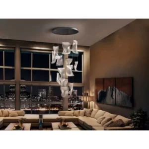 Image of Velos Pendant Light Cluster Drop, Micro Printed, Chromed Metal, Dimmable, Remote Control, Bluetooth Functionality