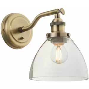 image of Loops - Dimmable LED Wall Light Antique Brass Glass Shade Adjustable Industrial Fitting