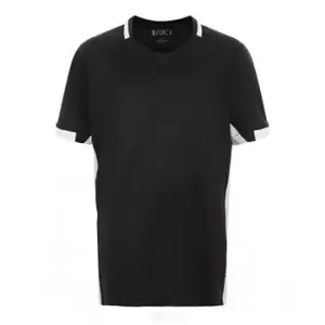 Image of SOLS Childrens/Kids Classico Contrast Short Sleeve Football T-Shirt (10 Years) (Black/White)
