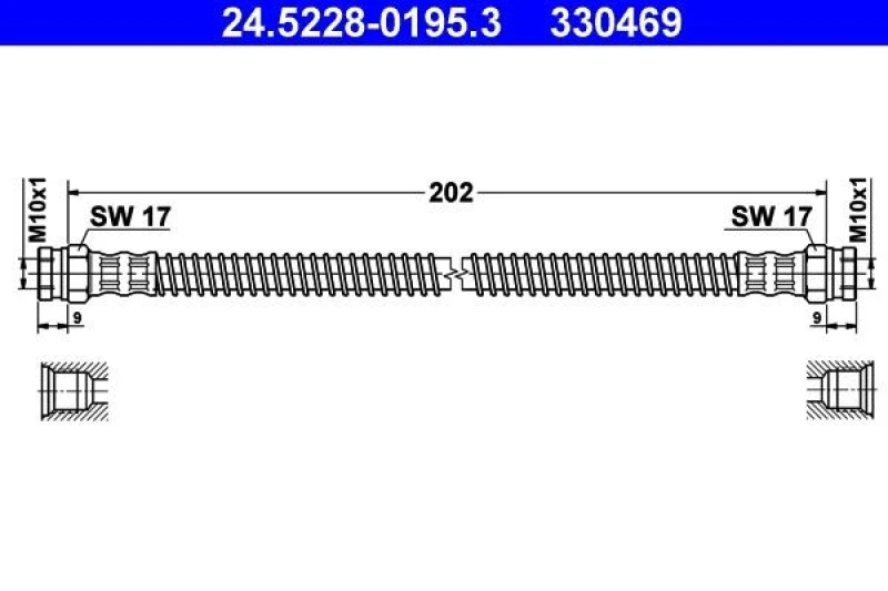 Image of ATE 24.5228-0195.3 Brake Hose Brake Hose (83)