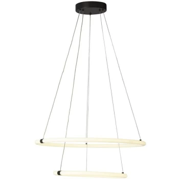 Image of Searchlight Lighting - Searchlight Revolve 2 Light LED Ring Pendant, Matt Black 3000K