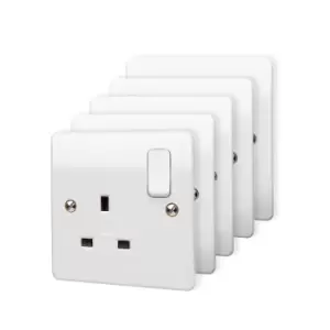 image of Mk White Single 13A Switched Socket, Pack Of 5