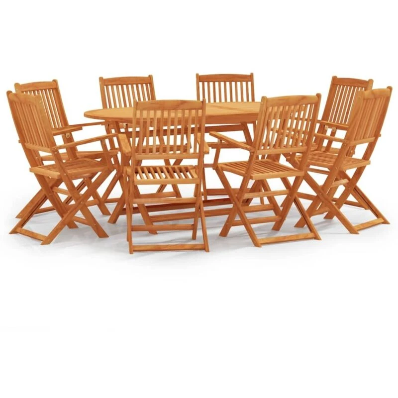 Image of VIDAXL 9 Piece Folding Outdoor Dining Set Solid Eucalyptus Wood Vidaxl 8720286703281