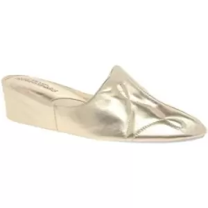 Image of Relax Slippers Dulcie Leather Ladies Slippers womens Clogs (Shoes) in Gold,4,5,6,7