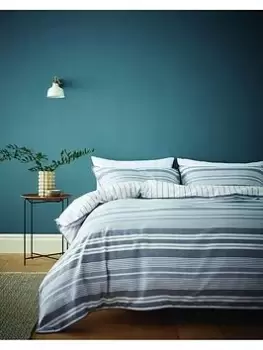 image of Content By Terence Conran Kingston Stripe Duvet Cover Set - Grey