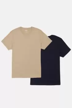 image of 2 Pack Navy And Stone Roll Sleeve T-Shirt