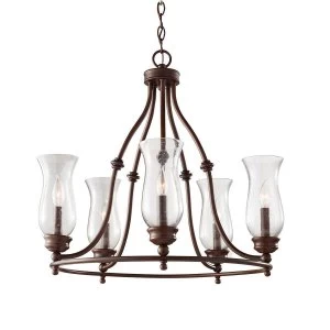 Image of 5 Light Multi Arm Chandelier Antique Bronze Finish, E14