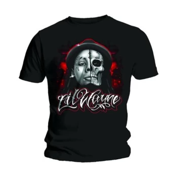 Image of Lil Wayne - Skull Sketch Unisex Large T-Shirt - Black