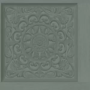 image of Holden Decor Ornate Panel Teal Wallpaper - 10.05m x 53cm