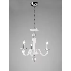 image of Nardini pendant light 3 Bulbs polished chrome / white Faux leather / crystal