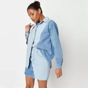 Missguided Colourblock Denim Skirt Coord - Blue