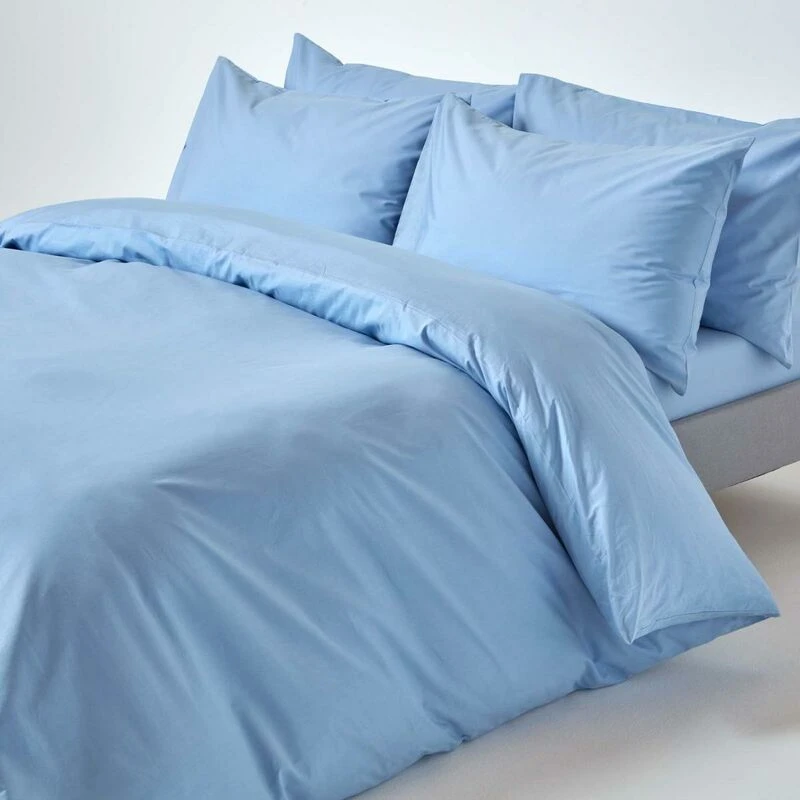 Image of Homescapes Egyptian Cotton Duvet Cover with Pillowcase, 200 TC Blue