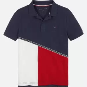 Image of Tommy Hilfiger Boys Diagonal Colorblock Polo Shirt - Twilight Navy - 10 Years