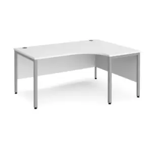 image of Office Desk Right Hand Corner Desk 1600mm White Top With Silver Frame 1200mm Depth Maestro 25 MB16ERSWH