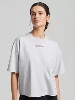 Image of Superdry Code Tech Oversize Boxy T-Shirt - Grey Marl, Grey, Size 8, Women