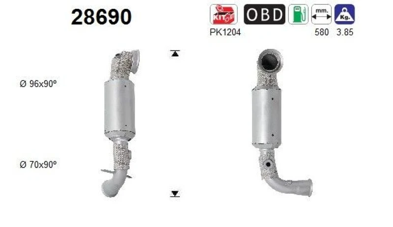Image of AS Catalytic converter AS 28690