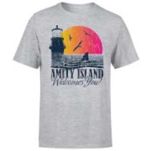Image of Jaws Welcome To Amity Island T-Shirt - Grey - 5XL