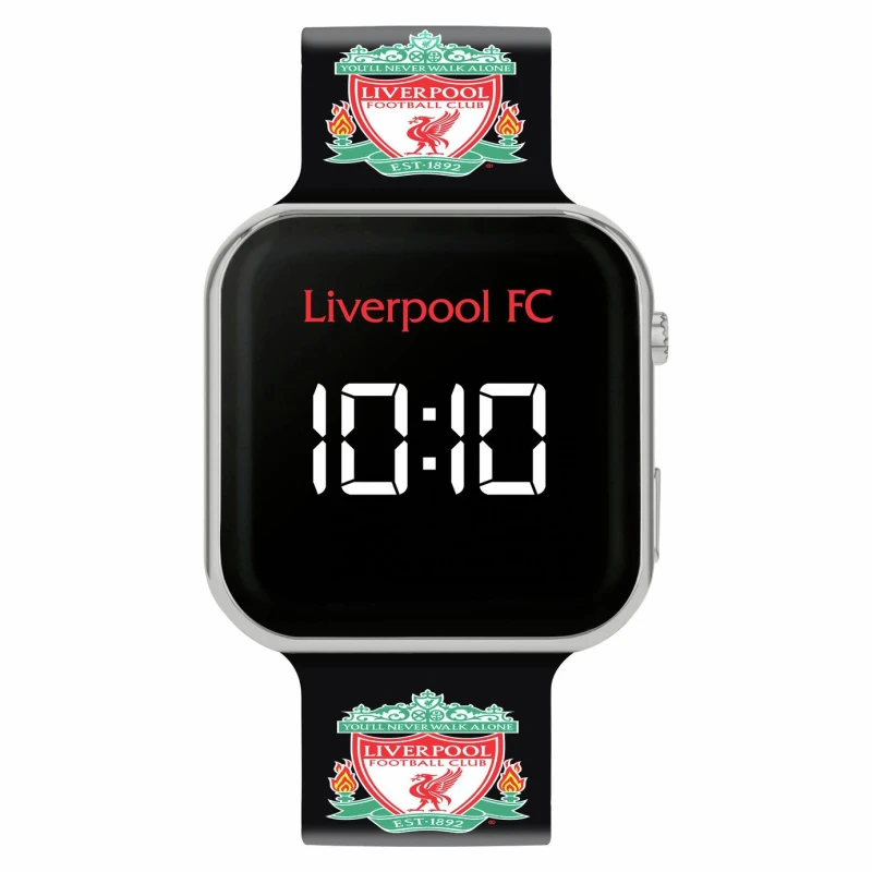 Image of Liverpool FC Official Liverpool Football Club Black LED Watch, Multi, Women Print VG4IG Female