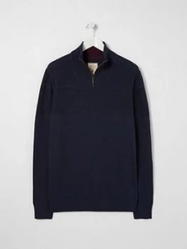 image of Fatface Rye 1/4 Zip Knitted Jumper - Navy