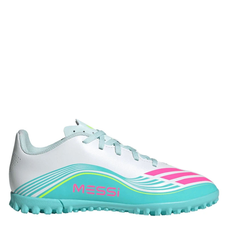 Image of adidas F50 Club Childrens Astro Turf Football Boots Wht/Pink/Blue male C12 (30.5)