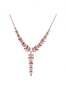 image of Mood Mood Rose Gold Plated Pink Crystal Leaf Allway Necklace