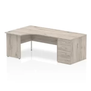 Image of Impulse 1600 Left Hand Panel End Workstation 800 Pedestal Bundle Grey Oak