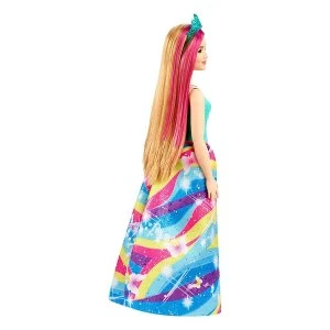 Image of Barbie Dreamtopia Curvy Princess Doll Blonde With Pink Hairstreak