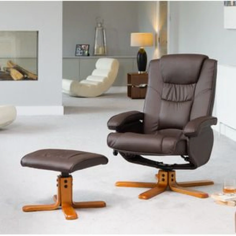 Image of Artemis Home Severn Swivel Recliner with Massage & Heat Burgundy in Brown Size: 1 Seater Brown Unisex 1 Seater