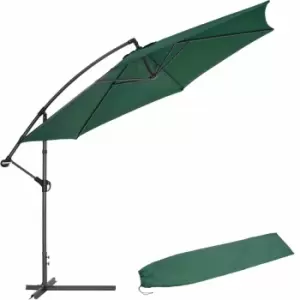 image of Tectake Cantilever Parasol 350cm With Protective Sleeve Green