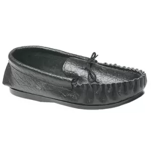 image of Mokkers Mens Gordon Softie Leather Moccasin Slippers (10 UK) (Black)