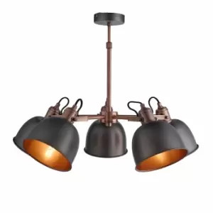 image of Nielsen Rosalia 5 Light Industrial Chandelier In A Pewter And Antique Copper Finish