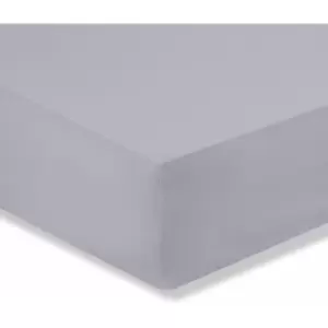 Image of 100% Cotton Percale 200 Thread Count Extra Deep Fitted Sheet, Grey, Super King - Bianca