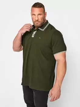 BadRhino Placket Polo - Khaki, Green, Size 3XL, Men