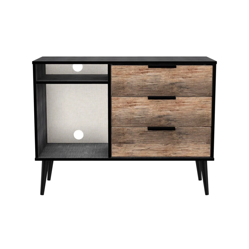 Image of Fuji 3 Drawer TV Unit In Carini Walnut (Ready Assembled)