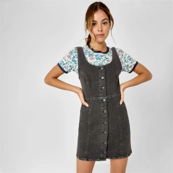 image of Jack Wills Rumney Pencil Denim Mini Dress - Washed Black