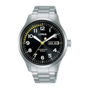 image of Lorus RL457AX9 Mens Black Dial Automatic Watch with Stainless Steel Bracelet